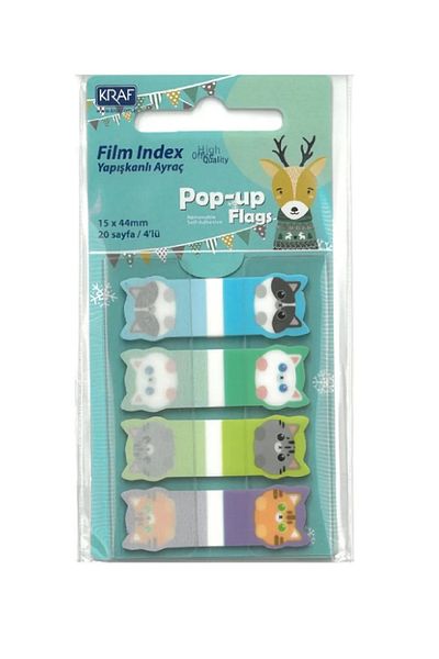 KRAF Film index (PP) 15x44mm.4'lux20yp. Semn de carte adeziv cu model pop-up KRAF 41544