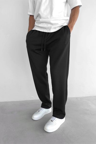 MADZEYMODA Ανδρικό Jogger με μαύρο κορδόνι Baggy Fit Loose Fit