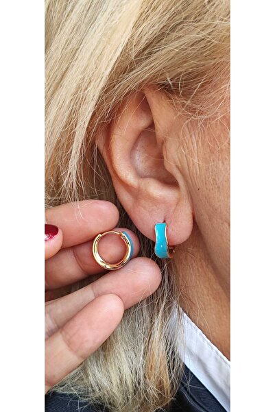 neslim designer Xuping Gold Mavi Renk Halka İtalyan Çelik Küpe