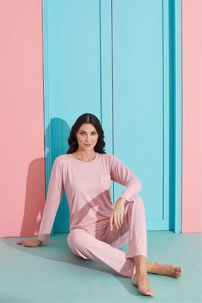 MEBA Milan Long Sleeve Powder Combed Cotton Pajama Set -20