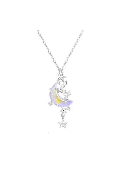 Acousticworld Moon & Stars Silver Pendant Stainless Steel Stylish Gift Accessory