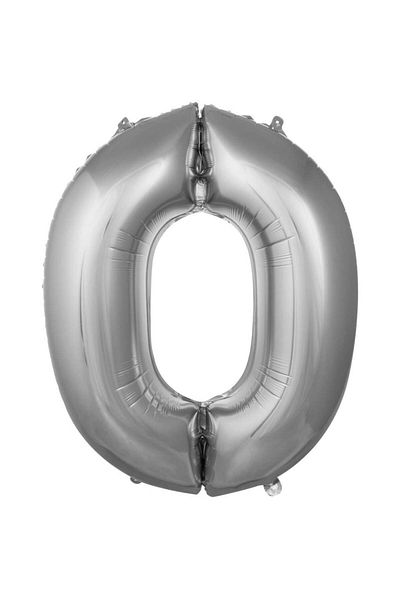 Deniz Party Store MEDIUM SIZE 76-80 CM SILVER ( 0 ) ZERO PHONE FOIL BALLON
