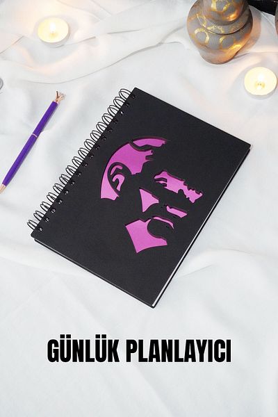 markcat Mustafa Kemal Atatürk Μαύρο Ξύλινο Ημερολόγιο με Κάλυμμα - Α5