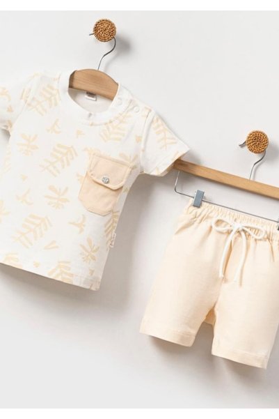 ZİMBOO BABY BOY MONTHS WITH LEAF PRINTED SHORTS 2-PIECE SET