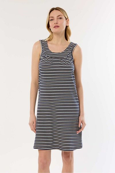 AYYILDIZ 59431 Navy Blue Striped Combed Cotton Dress