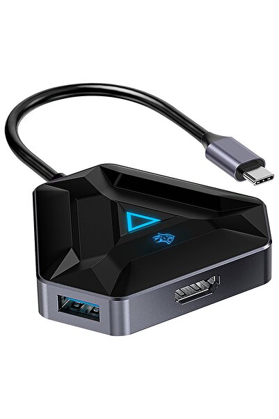 porodo Gaming 6in1 4K 60Hz HDMI Oyuncu Hub, 100W PD Şarj Destekli USB-C Çokla...