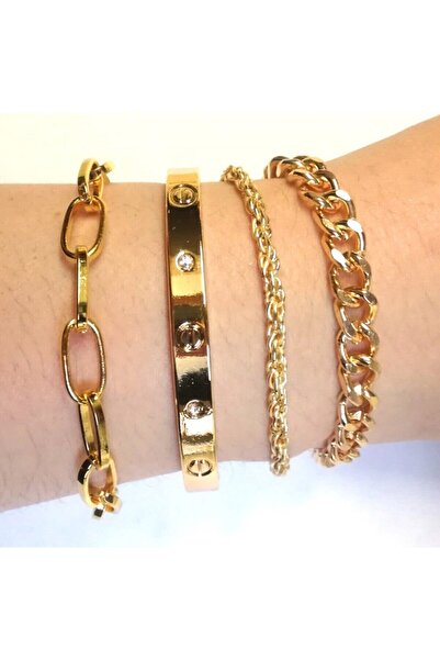 Lal Kombin Bileklik Altın Kaplama