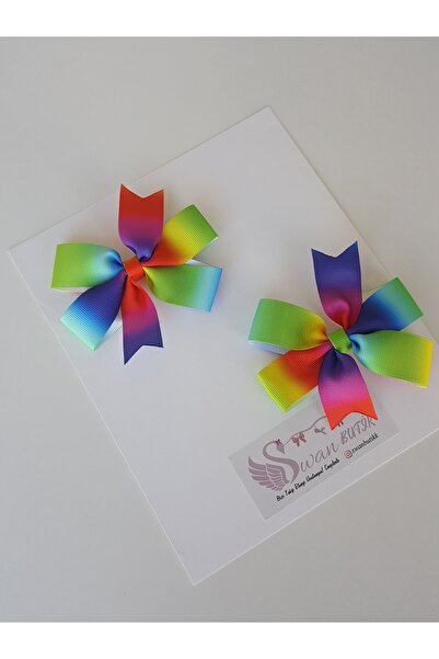 swan butik Girl's Baby Buckle Set 2 Pieces Torch Buckles Colorful Ribbon
