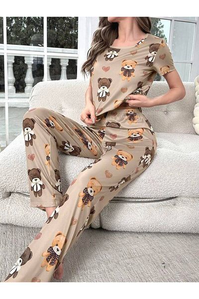 AURA Women's Short Sleeve Pajamas Set StarBear2