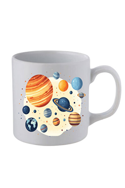 lili hediyelik كوب أبيض مطبوع عليه كوكب مختلط - كوب هدية للشاي والقهوة من الس...