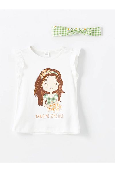 LC Waikiki LCW baby Crew Neck Short Sleeve Printed Baby Girl T-shirt and Shorts Skirt 2 Pieces Set Mrglobal