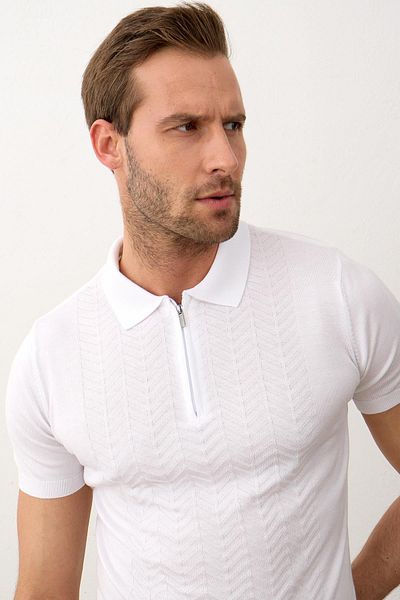 Danger Λευκό Polo Τ-shirt Slim-fit για Άνδρες