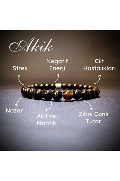 Doğal Tasarım Black Agate 6 mm Bracelet