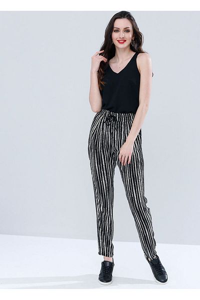 AVORWE Patterned Palazzo Trousers with Elastic Waist