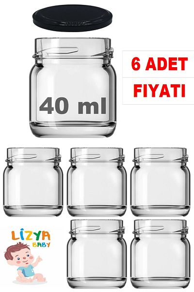 LİZYA BABY Mini-small 40 Cc Glass Jar Specimen, Food, Jam, Honey, Wedding And Henna Confectionery Black Jar With Lid