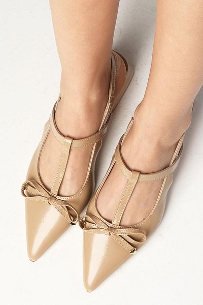 Mio Gusto Nude Colored Open Back Women's Short Heeled Shoes