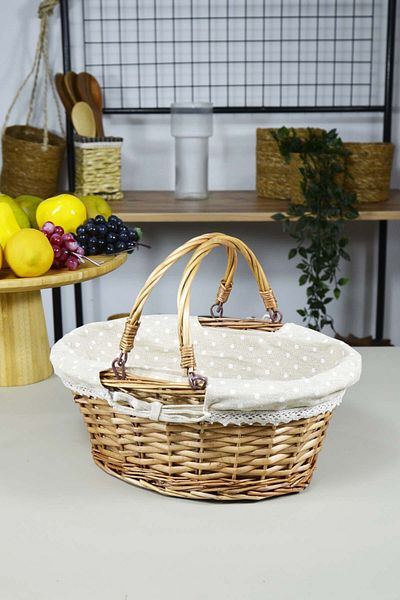 SepetçiBaba Wicker Picnic Basket - Double Handle, General Purpose, Oval Design