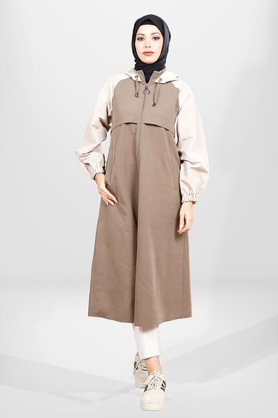 Beyza 3808 Μοντέλο Hijab Earth Color Trench Coat