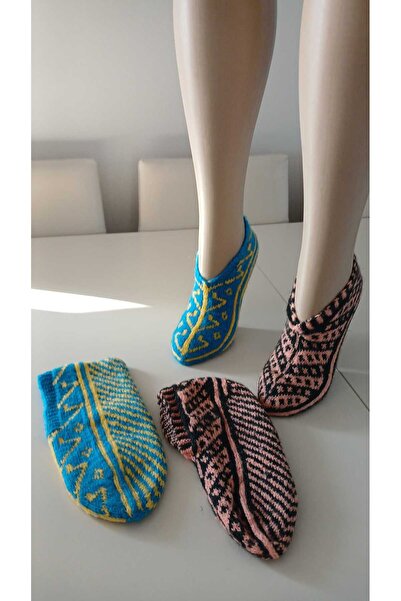 Papatyam 2 Adet El Örgüsü Patik/Beş Şiş El İşi Patik /Çeyizlik Patik/Örgü/Ev Patiği/El İşi örgü çorap