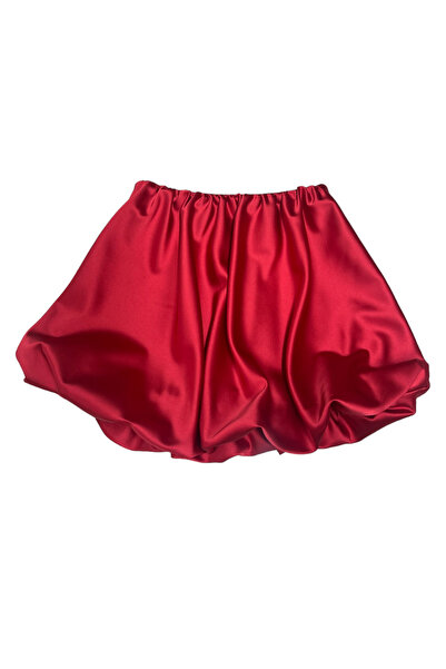guay Saten kırmızı mini balon etek