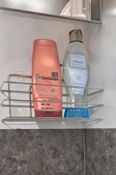 Kitchen Store Adhesive Bathroom Organizer Shampoo Holder Shower Shelf Matte Chrome Single Storey Organizer