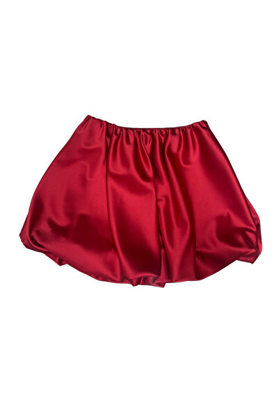 guay Saten kırmızı mini balon etek