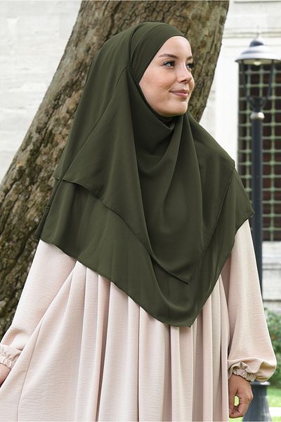 Ns nowascarf Sufle Khimar Medium Size Hijab Veil Shawl Khaki Green