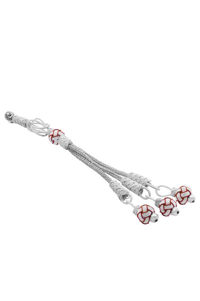 Tesbihane Red-White Color Copper Plated Triple Ball Kazaz Tassel