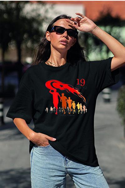 Serbella TREND KOD 111020161 29 Ekim 23 Nisan 19 Mayıs Baskılı Oversize T-Shi...