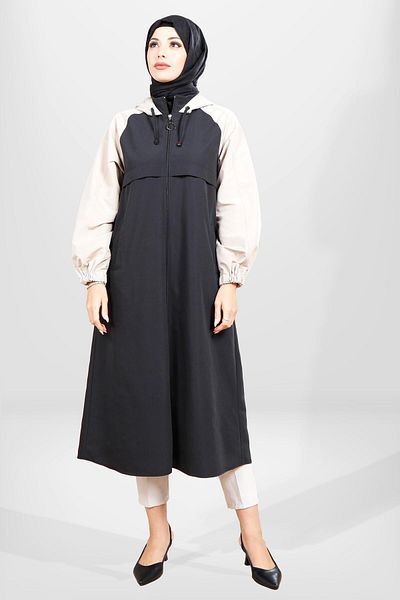 Beyza Μαύρη καμπαρντίνα Hijab 3808