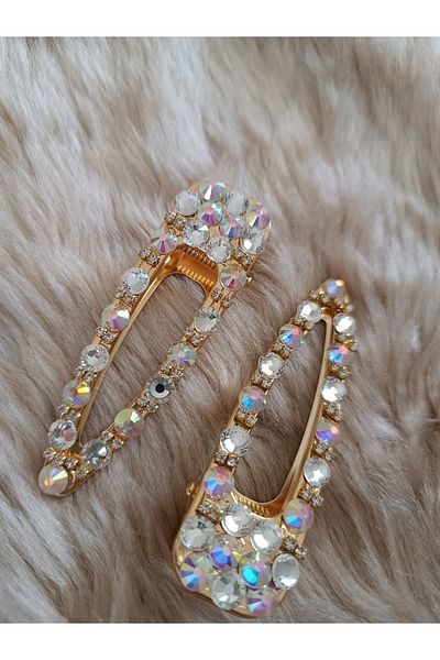 Efna Store 2-Piece Zircon Stone Gold Color Open Triangle Shaped Collet Buckle (2 pieces)