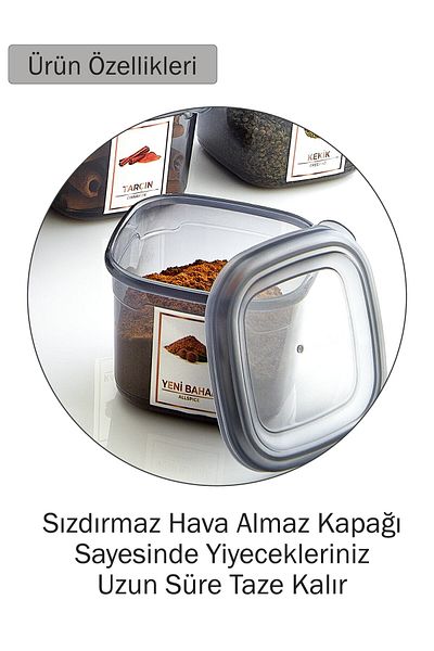 GRİMOR Life 12 Pieces of Pulses Storage Container with Leak-Proof Label 1200 Ml - Deep Freezer and Microwave