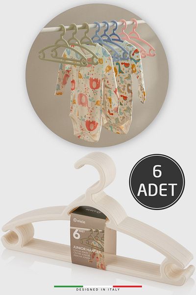 Elele Baby Clothes Hanger Children's Clothes Hanger 6 Pieces Cream