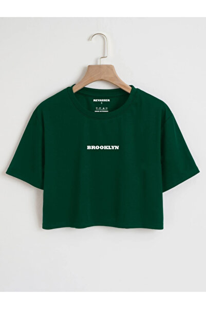 Revasser Kadın Brooklyn Renkli Özel Baskılı Oversize Pamuk Bisiklet Yaka Peny...
