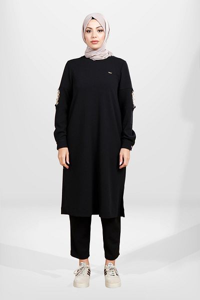 Beyza 4062 Model Black Hijab Bottom and Top Set