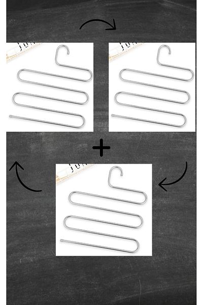 LIUWA 3 Pieces Metal 5-Layer In-Cabinet Trousers Scarf Shawl Hanger, Multiple Hangers, Decorative Smart Hanger