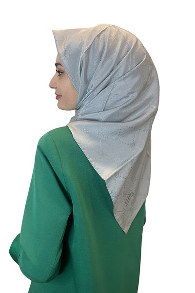 PİRAMİT Jacquard Monogram Scarf, Pyramid Monogram, Patterned Gray Scarf 01009