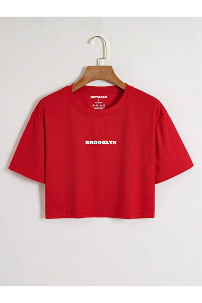 Revasser Kadın Brooklyn Renkli Özel Baskılı Oversize Pamuk Bisiklet Yaka Peny...