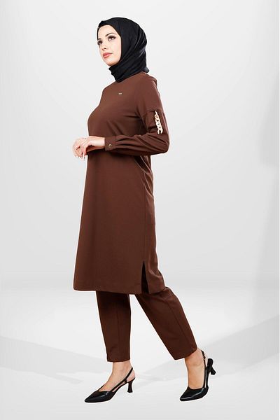 Beyza 4062 Μοντέλο Καφέ Χρώμα Hijab Σετ κάτω και επάνω