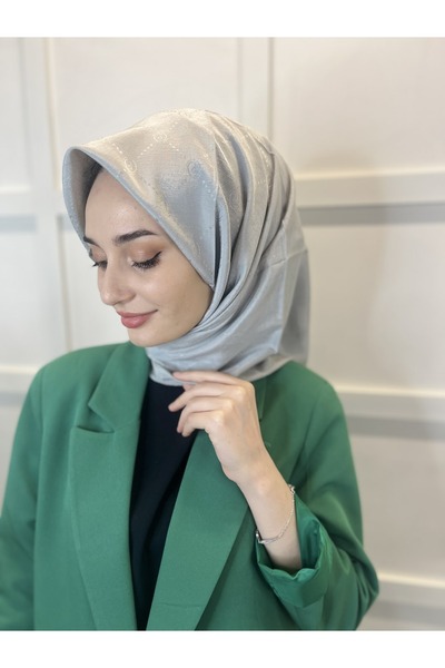 PİRAMİT Κασκόλ Jacquard Monogram, Μονόγραμμα Πυραμίδας, Γκρι κασκόλ με σχέδιο 01009