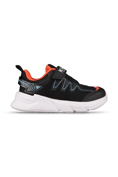 MP ONE Pantofi casual pentru copii Playease Fusion cu velcro negru-portocaliu