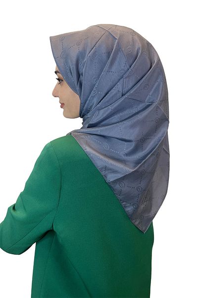 PİRAMİT Jacquard Monogram Scarf, Pyramid Monogram, Patterned Dark Silver Scarf 01009