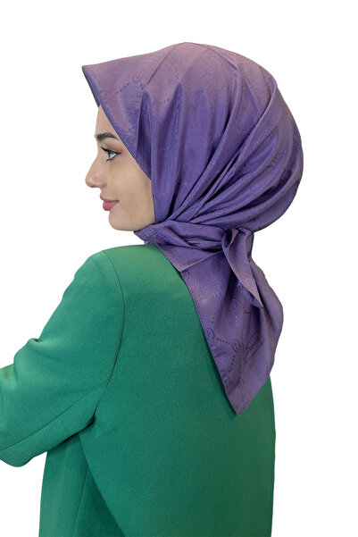 PİRAMİT Μονόγραμμα ζακάρ κασκόλ, μονόγραμμα πυραμίδας, μοτίβο σκούρο λιλά κασκόλ 01009