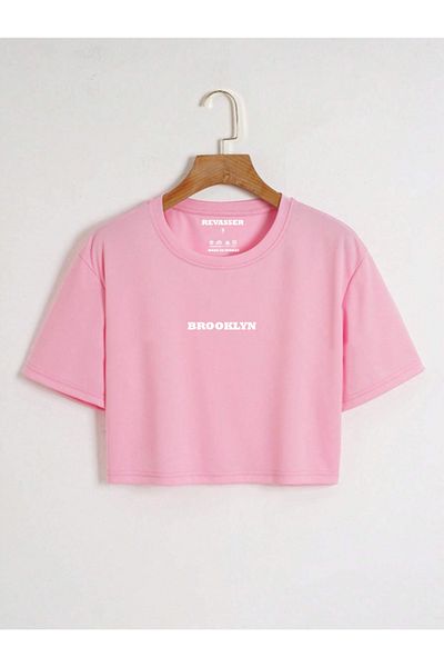 Revasser Women's Brooklyn Colorful Custom Printed Oversize Cotton Crew Neck Combed Crop T-Shirt