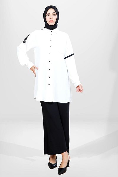 Beyza 4055 Model Black-ecru Hijab Set