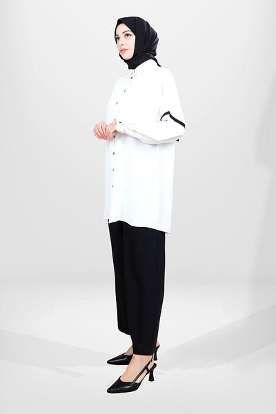 Beyza 4055 Model Black-ecru Hijab Set