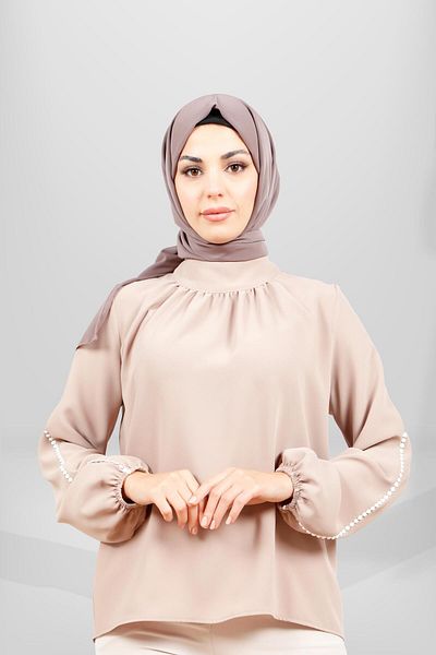 Beyza 4060 Μοντέλο Hijab Milk Coffee Μπλούζα