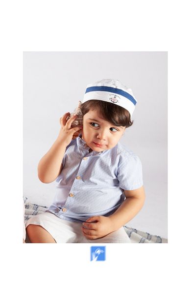 Kardelen Butik Denizli 100% Cotton Sailor Hat for Boy (Age 1-3) ( Size 48-50)