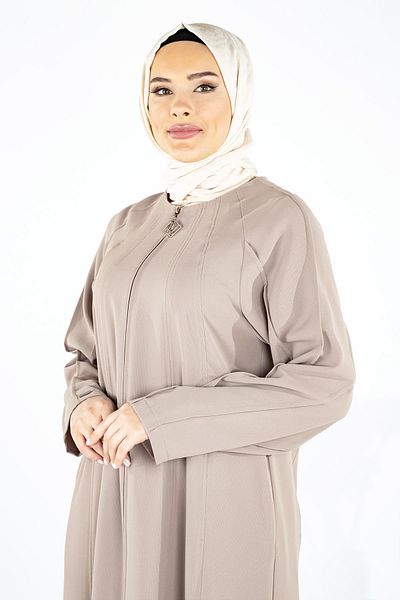 Beyza Μπεζ Χρώμα Valley Size Ribbed Ferace με κύπελλο 3740