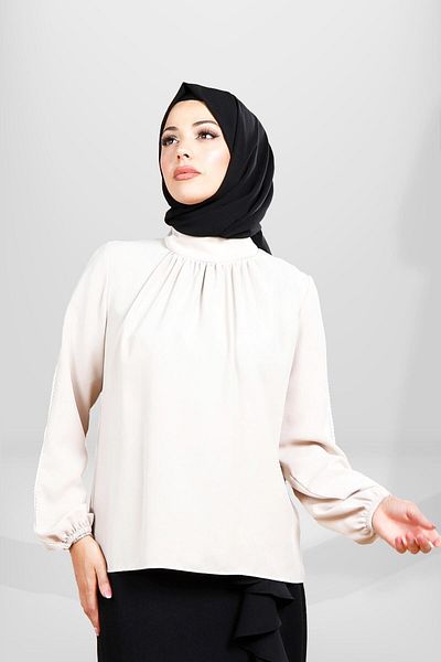 Beyza Μπεζ Μπλούζα Hijab - Μοντέλο 4060